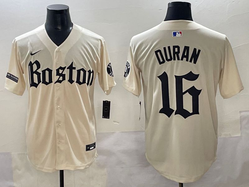 Men 2025 Boston Red Sox #16 Duran Cream Five generations Joint Name Nike MLB Jersey style 15